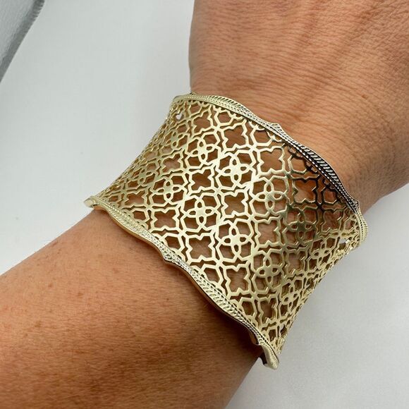 Kendra Scott Candice wide gold tone cuff bracelet! - Picture 8 of 8